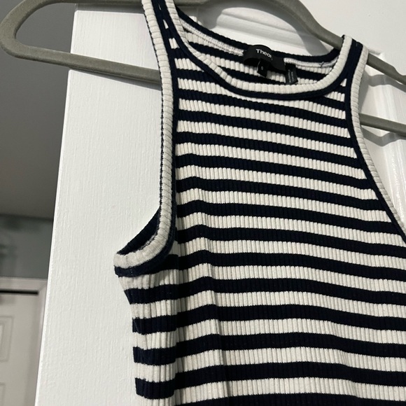 THEORY striped Rib Stretch Cotton Racer Tank - Picture 3 of 6